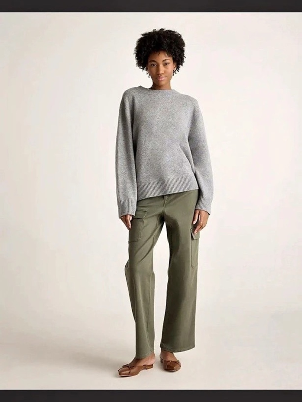 Quince Organic Stretch Cotton Twill Cargo Pants Olive Green NWOT